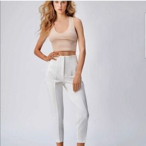 Zara Bloggers Favorite White High Waist Pleated Trousers New Without Tags Size S